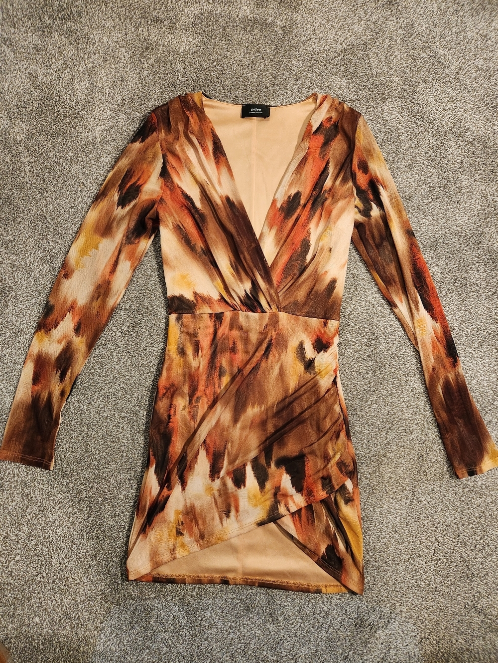 Privy Y2k Mom Style Mesh Sleeve Wrap Mini Dress Size Medium